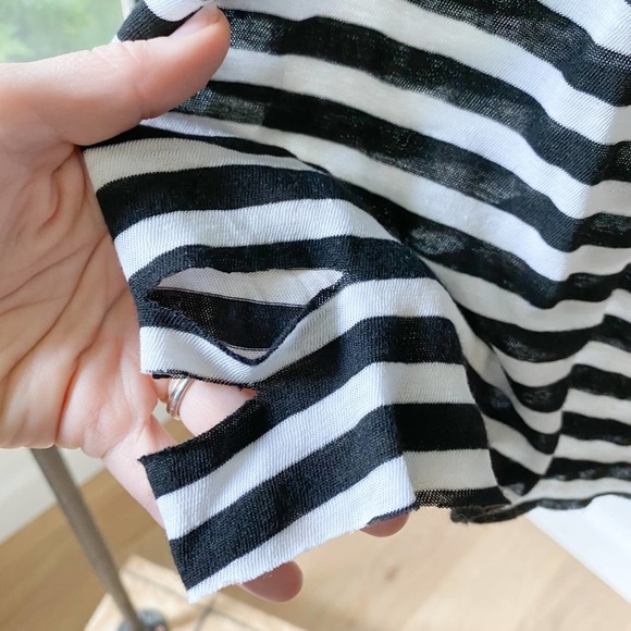 N:PHILANTHROPY Women's Black/White Striped Distressed Wash Out Atlas Tee sz XS - Picture 7 of 14